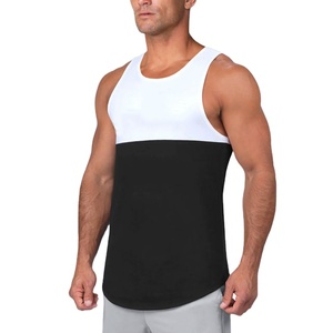 Camiseta sin mangas multicolor para hombre, de moda, color liso, para gimnasio, culturismo, entrenamiento, chaleco, venta al por mayor, con patrón de paneles, de secado rápido, para correr - Product Image 1