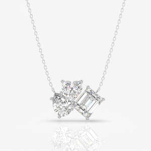 Cluster Trio Lab-Grown Diamond <b>Pendant</b> with 14k Gold Fashionable Diamond Charms - Product Image 3