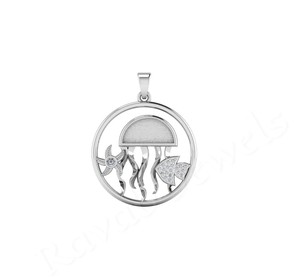 จี้แมงกะพรุนขนาด32มม. 925ทันสมัยสำหรับงานแต่งงานดีไซน์รูปปลาดาวเป็นวงกลมเพื่อ2025ตามสั่ง - Product Image 1