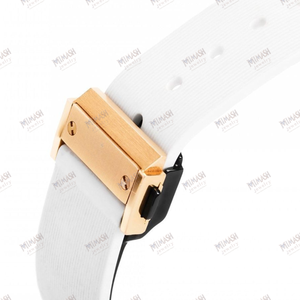 Reloj de lujo de oro rosa Moissanite-Bisel tachonado con esfera blanca y detalles suizos para un aspecto llamativo atemporal - Product Image 6