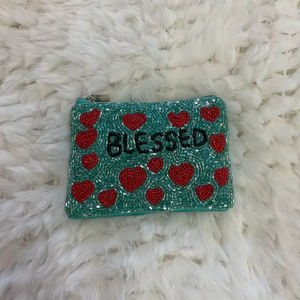 Classic Beaded Coin Purse Pearl and Diamond Beaded <b>Make</b> up Bag Wedding or Party Gift for Her - Product Image 1