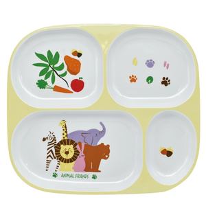 Assiette divisée avec 4 compartiments Assiette bébé en mélamine au design animal mignon pour les tout-petits - Product Image 1