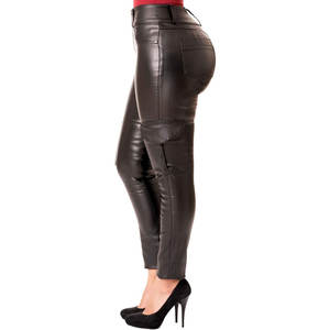 กางเกงหนังดีไซน์ล่าสุดสำหรับผู้หญิง แฟชั่นลำลอง กางเกงหนังผู้หญิง หนังแท้ 100% กางเกงหนังทรงขายาว รุ่นปี 2026 - Product Image 2