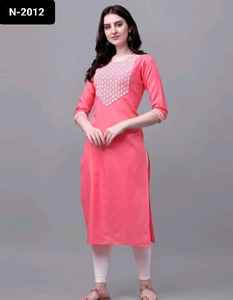 Ropa informal y diaria india de algodón Rubi con bordado de algodón Dhaga Work Reaymade Kurtis Colecciones para mujeres Simple Kurtis - Product Image 5