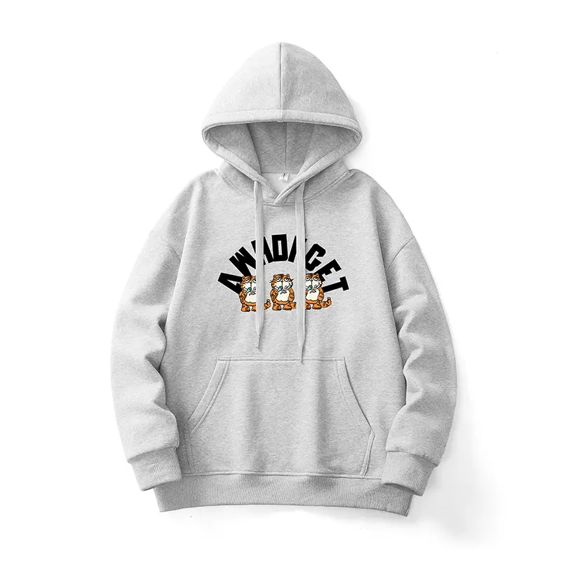 2023 mùa thu mùa đông Mens Hoodies tùy chỉnh bình thường Tiger đồ họa in thanh niên đại học phong cách trùm đầu áo Y2K lỏng chui đầu