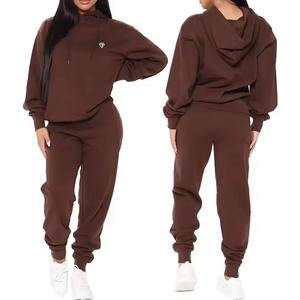 Survêtement en coton imprimé à capuche pour femme de haute qualité, logo personnalisé, streetwear, hiver, léger, respirant, OEM - Product Image 6