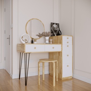 Modern BTD68013 Vanity Table with Built-In <b>Storage</b> Cabinet Solid Wood Metal <b>Chest</b> of Drawers for Living Room Bedroom Hotel - Product Image 4