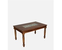 Table basse en bois rustique moderne artisanale, style bois massif, incrustation de carreaux en céramique, design personnalisable, livraison rapide, décoration intérieure