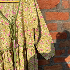 Casual Floral bordado a mano bloque impreso algodón Maxi vestido largo indio mujer vestido con borla Decoración - Product Image 1