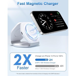 3 1 pieghevole magnetico senza fili stazione di ricarica per i dispositivi Apple Multi-funzione lampada integrata Power Bank ROHS ha certificato PC US - Product Image 5