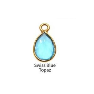 Pendentif Quartz bleu ciel 10x14mm breloque larme plaqué or bijoux faits à la main connecteur de pierres précieuses lunette breloque femmes bijoux - Product Image 1