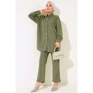 ชุด2ชิ้นแบบลำลองกระดุมโลหะสีกากี - Product Image 4