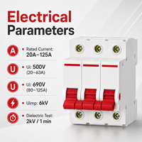 Interruptor de Aislamiento CDG6i 1P 2P 3P 4P 20A-125A AC230V 400V 35mm para Riel DIN, Interruptor Aislador Eléctrico