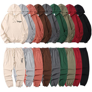 Logo personnalisé surdimensionné coton survêtement hommes lourd à capuche pantalon de survêtement Jogging polaire chaud à capuche ensemble hiver - Product Image 2