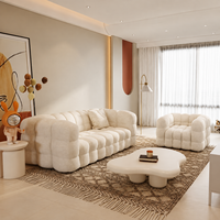 Canapé moderne en bouclette style nuage de guimauve, style crème, capitonné en polaire d'agneau, ensemble modulaire pour appartement, salon, hôtel, BNB, OEM