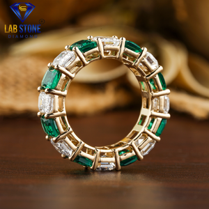 6,88 TDW Emerald Cut Full Eternity Diamond 18K Oro amarillo Full Eternity Band Labgrown Diamond Jewelry - Product Image 3