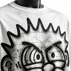 เสื้อยืดโอเวอร์ไซส์สีขาวลายกราฟิกผ้าฝ้ายสตรีทแวร์ผู้ชายทรงดรอปไหล่ รับผลิตตามสั่ง ขายส่ง - Product Image 5