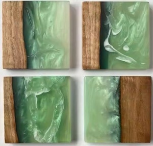 <b>Wood</b> Epoxy Resin Coaster Set of 4 Pcs With High Quality Resin And <b>Wood</b> Unique Custom <b>Colour</b> Tea Cup Coasters at Wholesale - Product Image 2