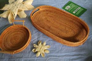 Beau plateau en rotin fabriqué à la main pratique pour tout espace Plateau en rotin durable naturel article de décoration intérieure - Product Image 4