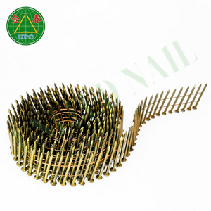 Clavos de bobina de acero de alta resistencia industriales de 1-1/4 pulgadas lisos/anillo/vástago de tornillo cabeza a cuadros amarillo de zinc-cromado plateado - Product Image 6