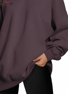 Sudadera de Moda Urbana para Mujer, Nueva y Popular, con Logotipo Personalizado en la Parte Delantera, de Algodón Estampado, Mangas Largas, Informal y Cálida para el Invierno 2025 - Product Image 3