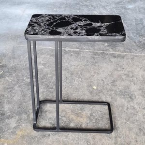 Modern Luxury <b>Sofa</b> <b>Table</b> with <b>Black</b> Stone Top and Powder-Coated Iron Frame Contemporary Design for Villa or Living Room-TT68113 - Product Image 2