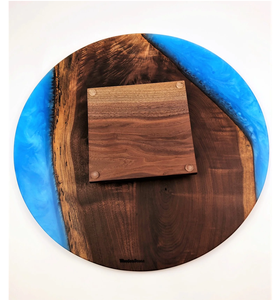 Bois d'acacia et résine Lazy Susan Farmhouse Round Lazy Susan décorer le présentoir pour les condiments d'épices - Product Image 4