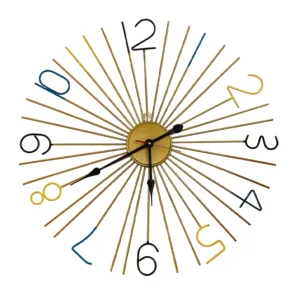 עיצוב שמש בעבודת יד שעון קיר מתכת צבעוני לסלון אולם חדר שינה קישוט משרד 24 אינץ' יצרן