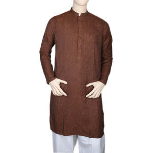 Mashriq Basic <b>Kurta</b> For <b>Men</b> - Dark Brown - Product Image 2