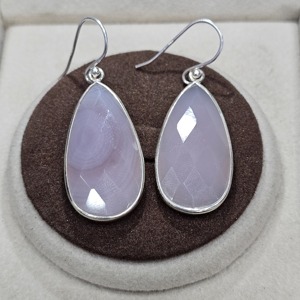 925 Sterling Silver Teardrop Cut Rose Calcédoine Boucles D'oreilles À La Main Designer Classique À La Mode Style Excellente Qualité Fine Dangle - Product Image 3