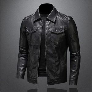 Chaquetas de Cuero para Hombre, Manga Larga, Talla Grande, Chaqueta de Cuero PU, Abrigo de Cuero Informal para Motociclista, Chaqueta de Cuero para Hombre - Product Image 4
