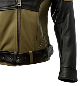 Personalizado de alta calidad de los hombres de piel de oveja genuina y chaquetas de cuero Bikers chaqueta de invierno de cuero puro Servicio OEM - Product Image 4