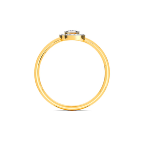 Bague élégante en forme de feuille d'or jaune, coupe marquise, serti de dérivation en diamant cultivé en laboratoire pour femmes pour apprécier la nature contemporaine - Product Image 2