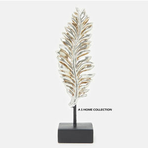 Sculpture en métal d'aluminium plaqué or, design feuille de ginkgo, ornement pour salon, accent, décoration d'intérieur antique - Product Image 2