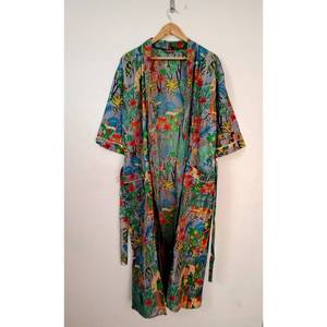 Bata Kimono Ligera de Algodón Casual para Mujer, Talla Única, Estampado Floral, para Descansar en Casa - Suministro ODM - Product Image 3
