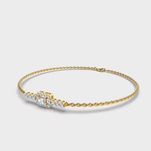 Brazalete de Oro Amarillo de 18k con Diamantes Redondos para Mujer, Brazalete con Diamantes Moissanite Cultivados en Laboratorio, Joyería Fina - Product Image 3