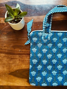 100% pur coton matelassé Durable affaires étui pour ordinateur portable à la main 15 "-17" sac de protection bleu clair imprimé fleuri Fit Protection - Product Image 3