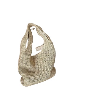 Sac à bandoulière tissé en paille avec fermeture à glissière Shopping sac tissé à la main sac de paille Crochet macramé sacs de plage directement du fournisseur indien - Product Image 1
