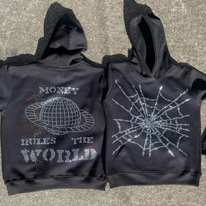 2025 gros dernier personnalisé plein strass haute qualité fermeture éclair français éponge poids lourd Street Wear Boxy Fit à capuche pour unisexe - Product Image 1