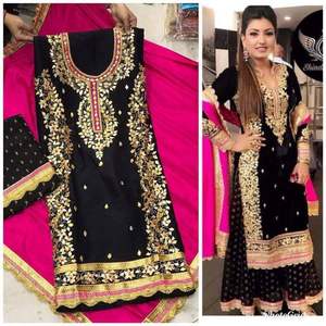 Vestido DE TRABAJO Cultural de moda Gota Patti en tonos suaves con bordado de escote detallado Elegante pero tradicional - Product Image 5