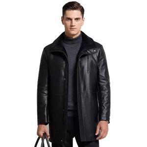 Classic Men's Sheepskin Bomber Jacket Premium Leather Warm And Soft Inner Lining Durable Winter Outerwear - Product Image 4