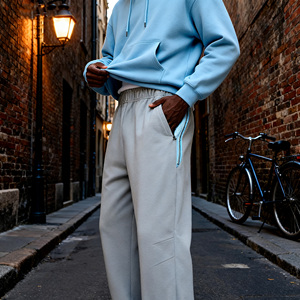 Conceptions OEM pantalons vintage pour hommes en <span class=keywords><strong>polaire</strong></span> de taille moyenne tricotés avec cordon de serrage plissé sur le devant et décontractés pour la course à pied - Product Image 6