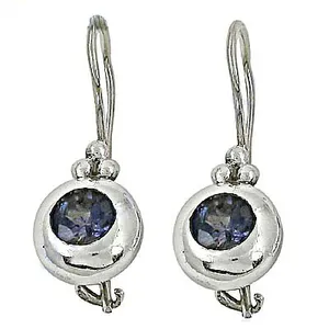 Pendientes de Botón Modernos de Plata 925 con Piedra Preciosa Azul y Bonito Diseño de Flor para Uso Diario, Compromiso, Boda, Aniversario, Fiesta - Product Image 1