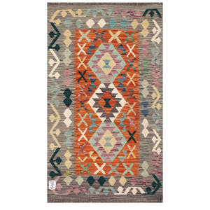 Alfombra Kilim de Maimana, Afganistán, 135 x 78 cm, Tapiz para Colgar en la Pared - Product Image 1