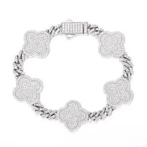 Pulsera de Eslabones Cubanos Geométricos de 6 mm con Incrustaciones de Moissanita, Joyería de Diamantes Unisex de Moda Hip Hop, Regalo de Tendencia - Product Image 1