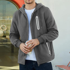 Sudaderas con capucha transpirables con cremallera para hombre con estampado de logotipo bordado personalizado y etiquetas de marca personalizadas para ropa deportiva o de calle - Product Image 4