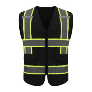 Veste de sécurité tendance pour hommes Gilet haute visibilité avec poches Gilet de sécurité noir Logo personnalisé - Product Image 1