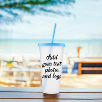 Gobelet réutilisable transparent en plastique de 24 oz avec paille et couvercle, tasses à café glacé personnalisables pour usage quotidien, fêtes et fournitures de café