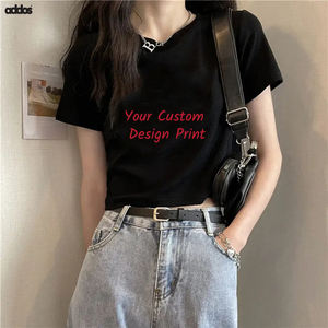 Nueva camiseta reflectante con estampado personalizado para mujer con logotipo bordado, gráfico y decoración de botones disponible a granel - Product Image 3