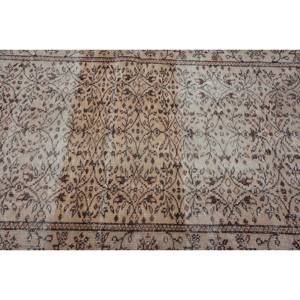 Alfombra turca vintage de área grande de 4,1x6,2 pies clásica Beige marrón patrón de retazos Material de lana respaldo de látex para pasillo de dormitorio - Product Image 5